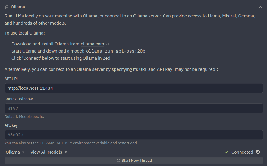 Zed LLM provider config